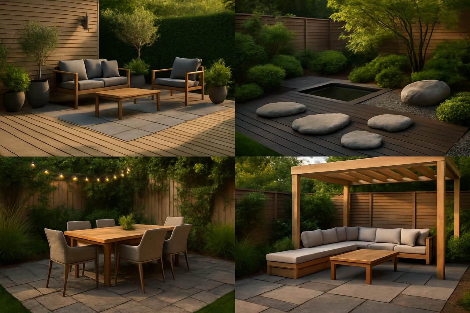 découvrez quatre concepts inspirants pour concevoir une terrasse en bois et en pierre alliant élégance et robustesse, pour un espace extérieur unique et accueillant.